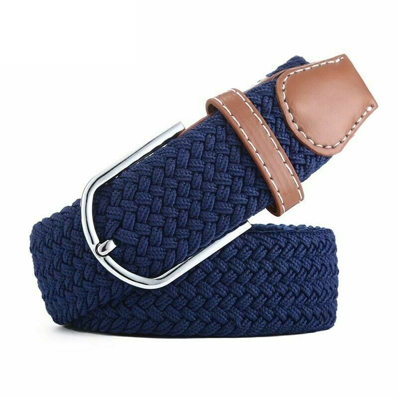 Women's Casual Stretch Woven Belt Pin Buckle Canvas Elastic Belts For Jeans