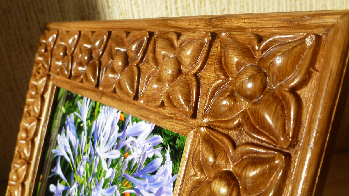 Photo Frame Wood Carving Oak Flowers For 4x6 Photo Natural Birthday