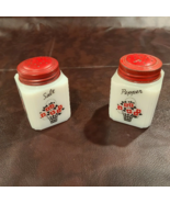 Tipp USA Milk Glass Flower Salt and Pepper Shakers, 4-Sided, Beehive Lids - $45.00