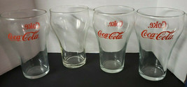 Coca-Cola Coke Vintage Bell Shaped Glasses 3x Small 5&quot; Tall &amp; 1 x Clear ... - $19.99