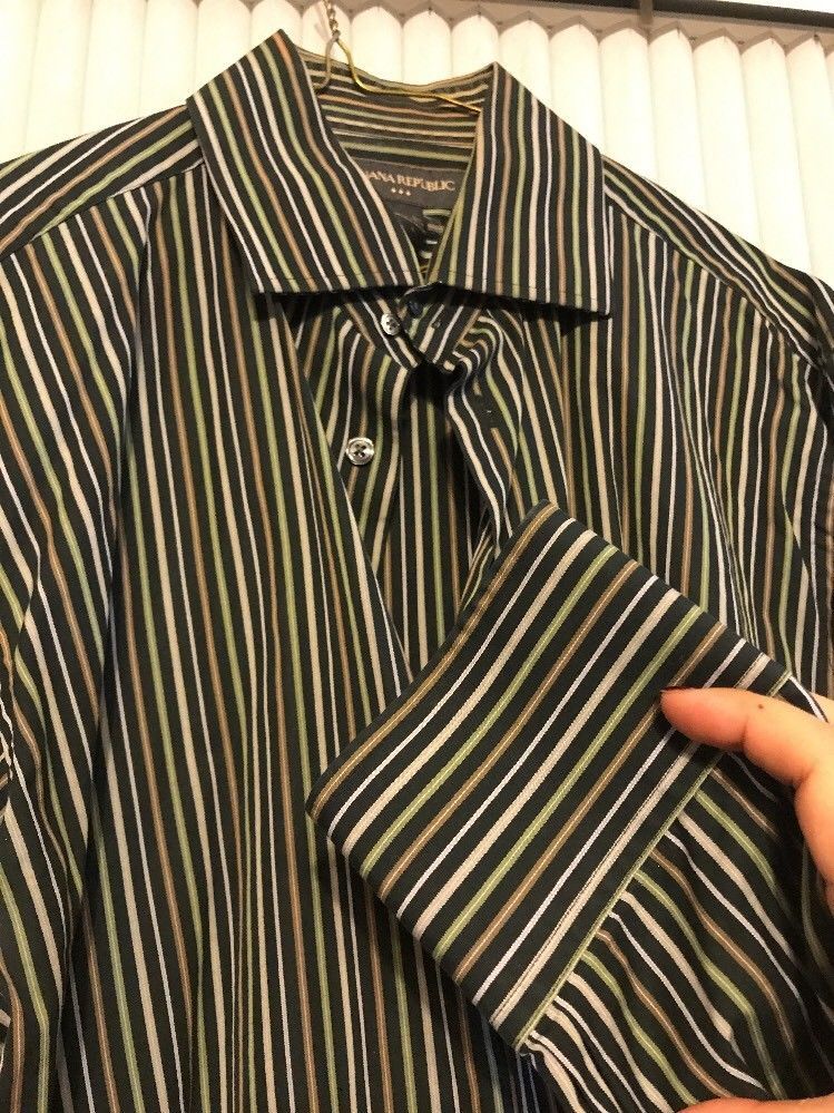 Banana Republic 100 Cotton Long Sleeve striped shirt Men's size L