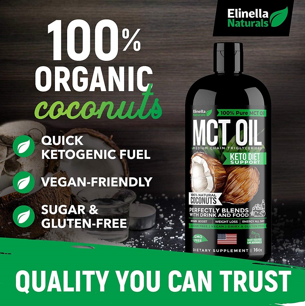 MCT Oil for Keto Diet Support Made in USA Organic MCT Oil from Pure