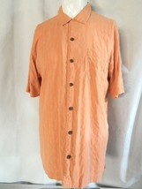 Tommy Bahama L 100% Silk Peach Mens Hawaiian Button Front Shirt Large - $29.69
