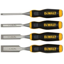 Set of 4 Ergonomic Wood Chisels with Strike Caps Hardened Carbon-Steel Blades - $41.92