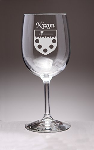 Nixon Irish Coat of Arms Wine Glasses - Set of 4 (Sand Etched)