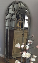  Arched Iron &amp; Wood Mirror French Farmhouse Dressing Accent Wall Floor M... - $989.01