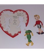 Vtg A-meri-Card Die Cut Valentine's Paper Doll ROBINHOOD Boy Missing Hat Ameri - $9.90