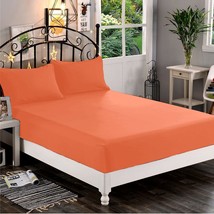 Extra Deep Wall Fitted Sheet+2 Pillow Case 1000 TC Orange Solid Select Size - $43.19