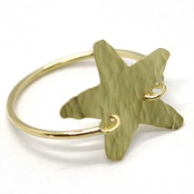 18K YELLOW GOLD FLAT STAR RING, FINELY WORKED, SATIN, HAMMERED, MADE IN ITALY image 1