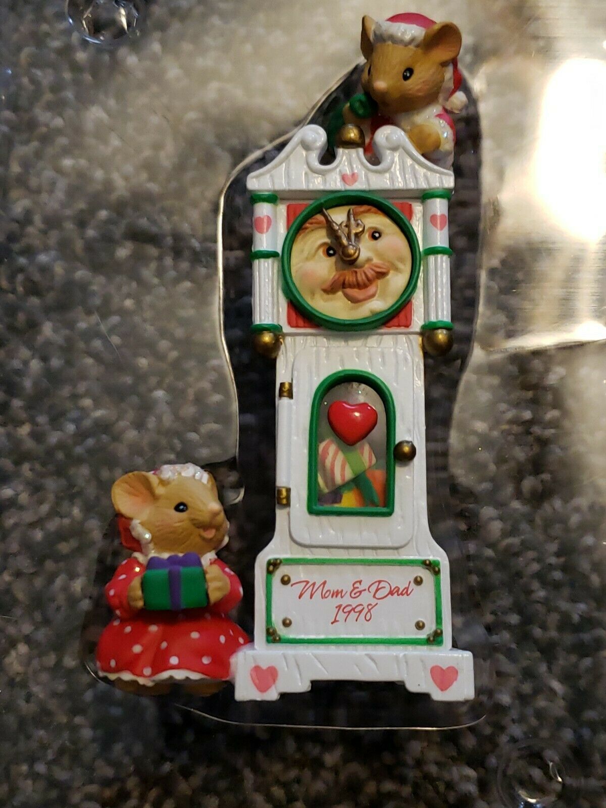 Carlton Cards Parents 1998 Mice Grandfather Clock Heirloom Ornament Mom