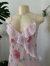 Vintage 1990&#39;s Halston Ruffled Floral Slip Nightie Chemise Gown Size S Y2K - $34.64