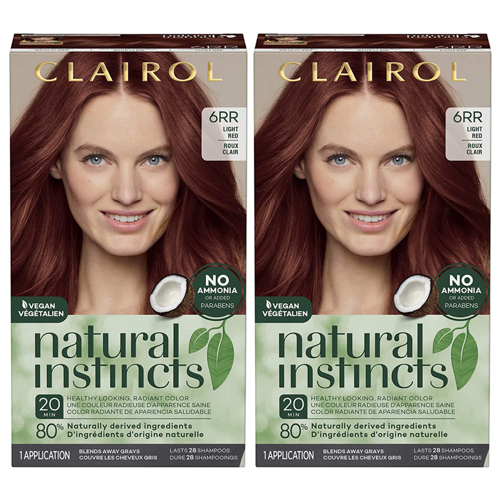(2 Pack) New Clairol Natural Instincts Semi-Permanent Hair Color, 6RR Light Red