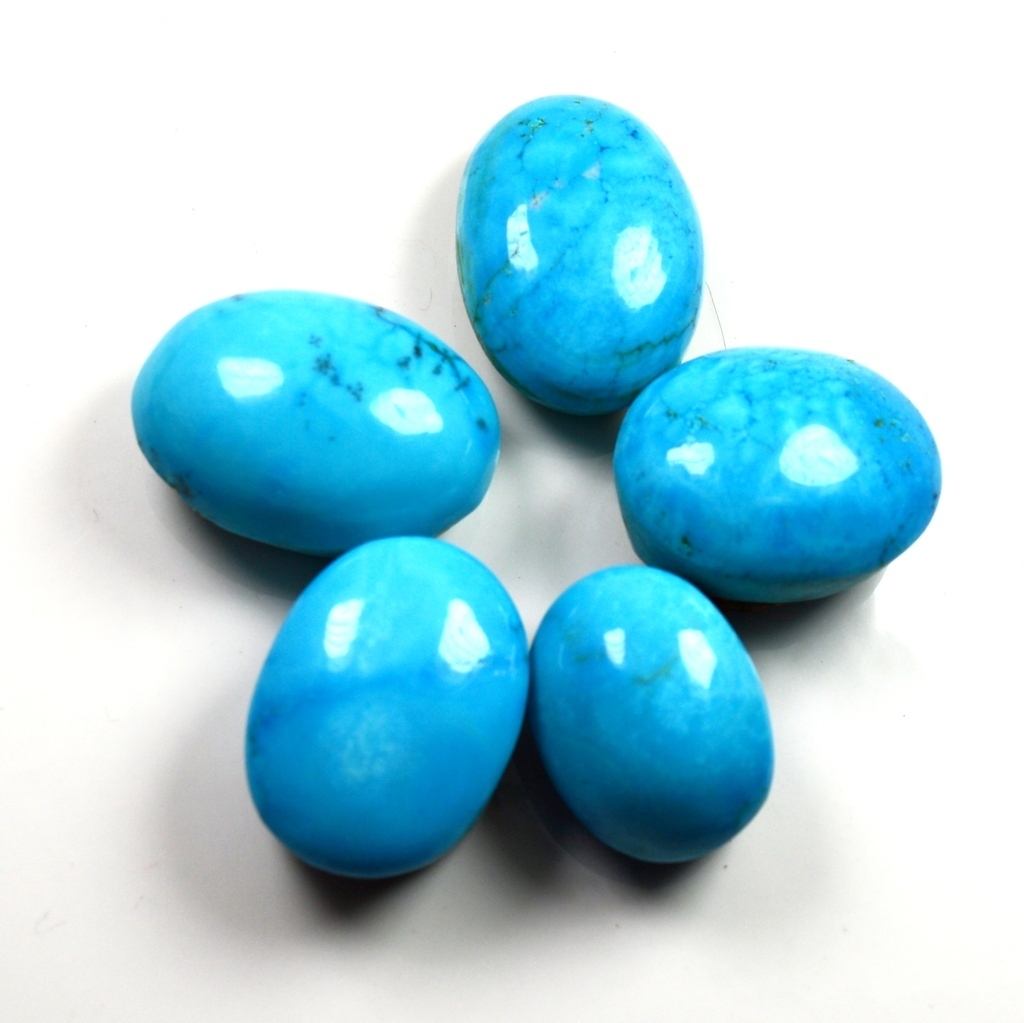 Real Turquoise 60 Carat Wholesale Oval Loose Gemstone Lots 5 Pcs Jewelry Making Turquoise