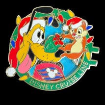 2008 Disney Cruise Line Trading Pin Pluto And Dale Chipmunk Christmas Limited Ed - $24.70