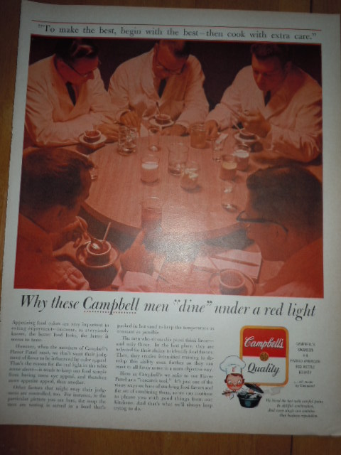 Campbell Soup Men Dine Under Red Light Print Magazine Ad 1964 - $5.99