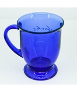 Vintage Starbucks Footed Mug By Anchor Hocking Cobalt Blue Glass Made In... - $9.70