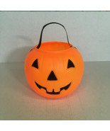 Vintage plastic  blow mold pumpkin with handle Halloween candy pail bucket  - $19.75