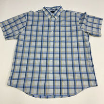 Arrow Button Up Shirt Mens XXL Blue Yellow Plaid Short Sleeve Casual ...