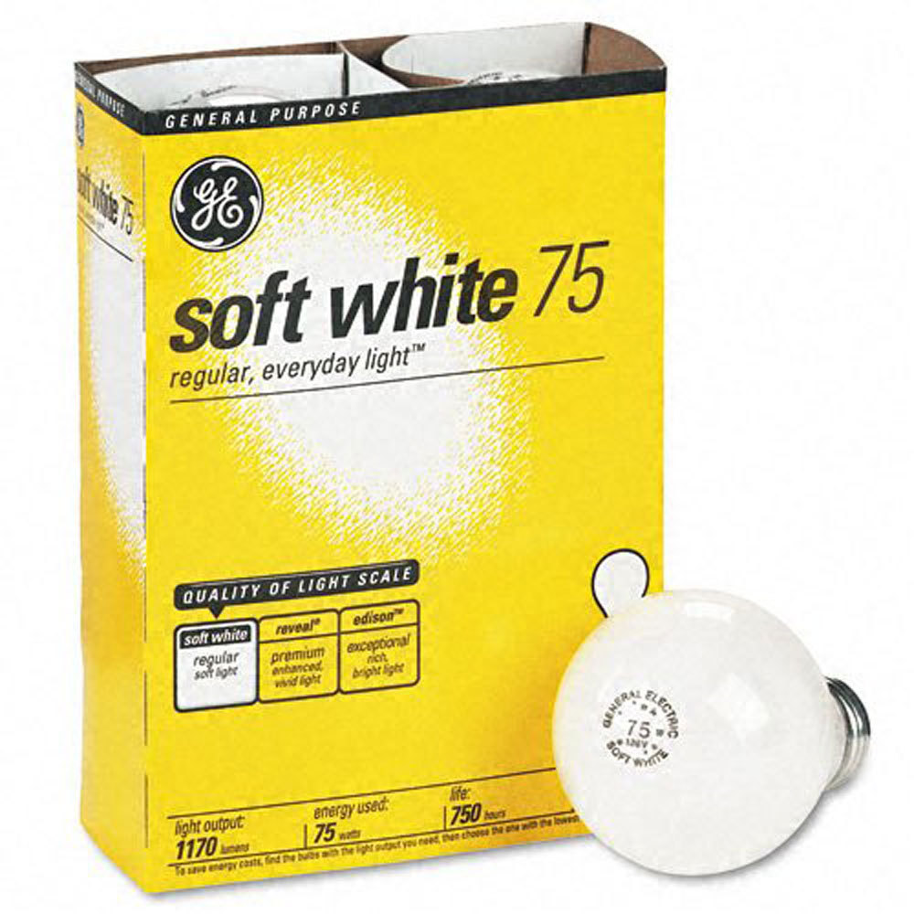 NEW GE 41032-48 75-Watt A19 Soft White 4 Bulbs Per Pack