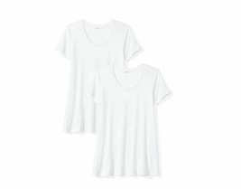 2 Daily Ritual Women&#39;s Jersey Short-Sleeve Scoop Neck Swing T-Shirt Whit... - $15.67