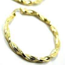 18K YELLOW GOLD BIG HOOPS EARRINGS DIAMETER 50mm TUBE 5mm TWISTED SATIN POINTED image 2