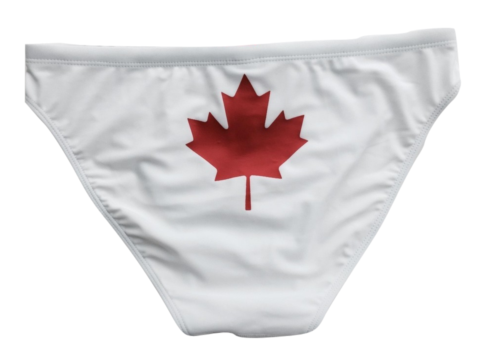 White Canadian Maple Leaf Lycra Swim Brief 2" Hip Sz S, M, L