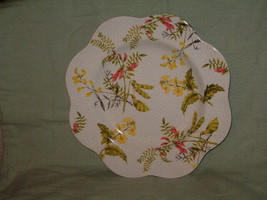 SPODE BOTANICALS SCALLOPED 9 1/2&quot; PLATE PINK AND GREEN &amp; YELLOW 2005 - $30.00