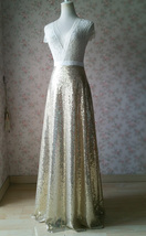 Gold Sequined Maxi Skirt High Waist Full Sequin Bridesmaid Maxi Skirt Plus Size image 3