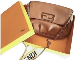Authentic fend light brown  Lambskin Leather Cross Body Bag/1600$  - $645.00