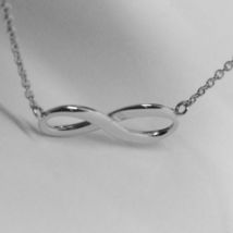 18K WHITE GOLD NECKLACE INFINITY INFINITE ROLO CHAIN, 17.7 INCHES MADE IN ITALY image 5