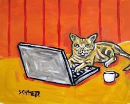 ORANGE ginger cat art art artist print 13x19 martini animals gift new