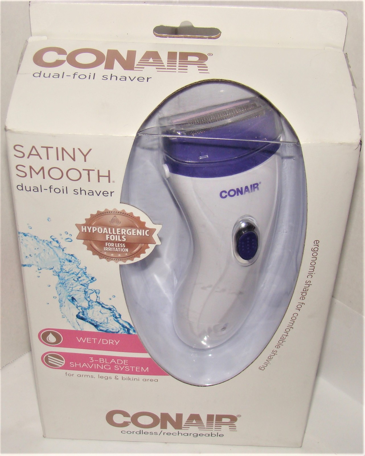 Conair Satiny Smooth Ladies Wet/Dry Rechargeable Shaver Women's Razors