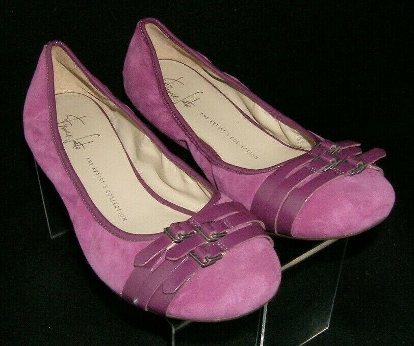 Primary image for Franco Sarto 'Ariana' purple suede buckle round toe slip on ballet flats 10M