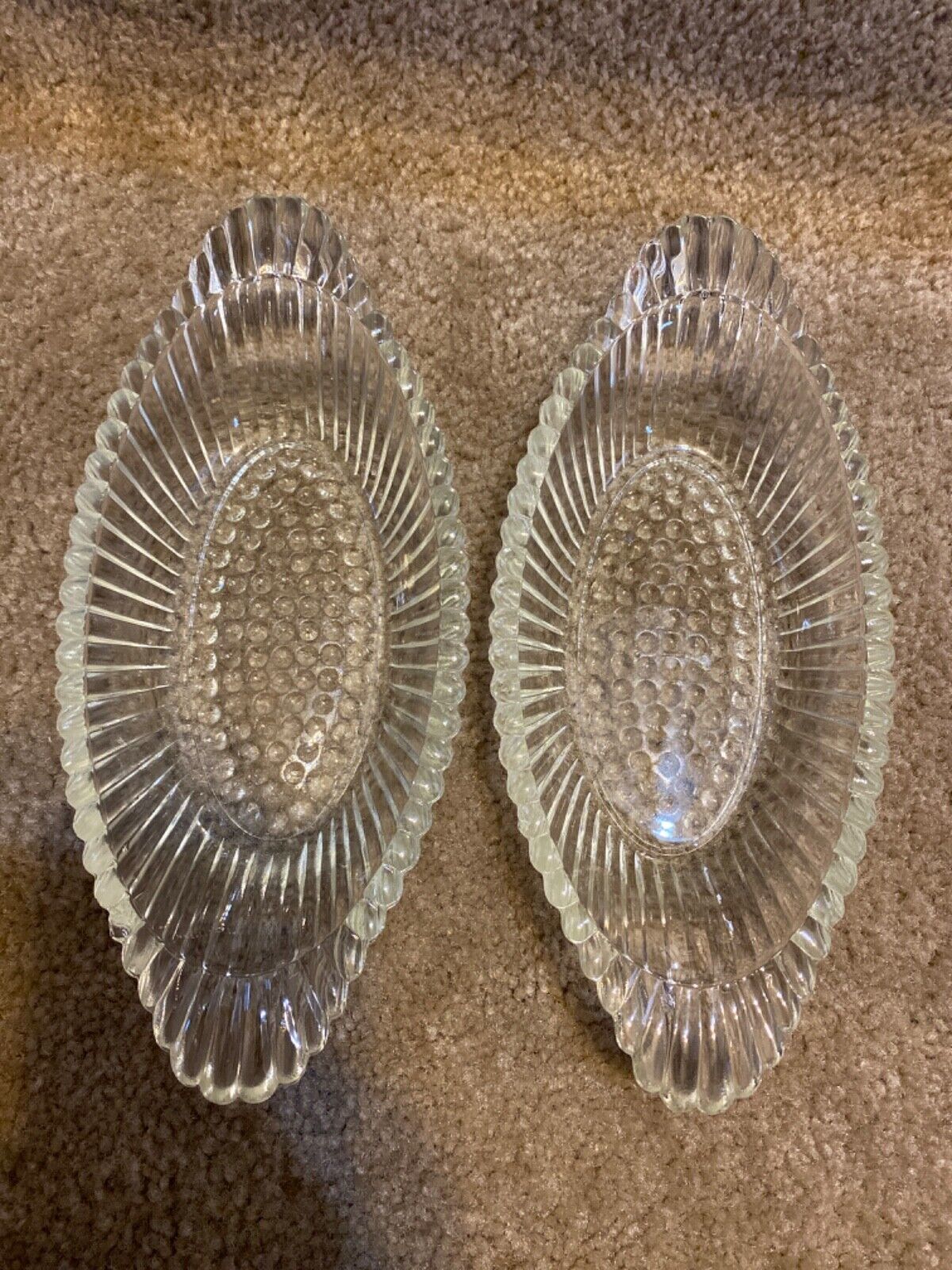 Vintage Heavy Clear Glass Banana Split Ice Cream Serving Dishes Set of