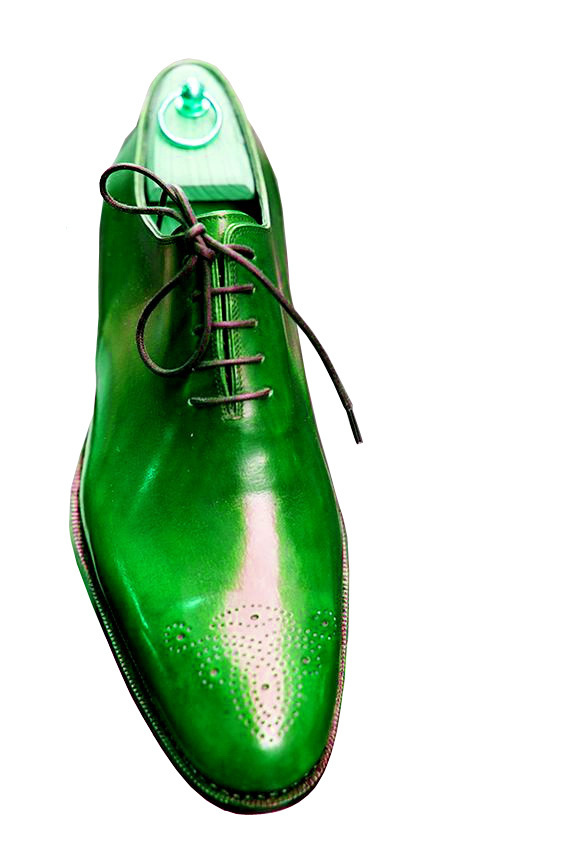 New  Oxford Green Medallion Toe Handmade Genuine Leather Lace Up Shoes 2019