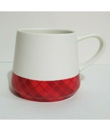 Peet&#39;s Coffee Tea Mug Cup Off White Red Plaid 17 oz Microwave Dishwasher... - $19.39
