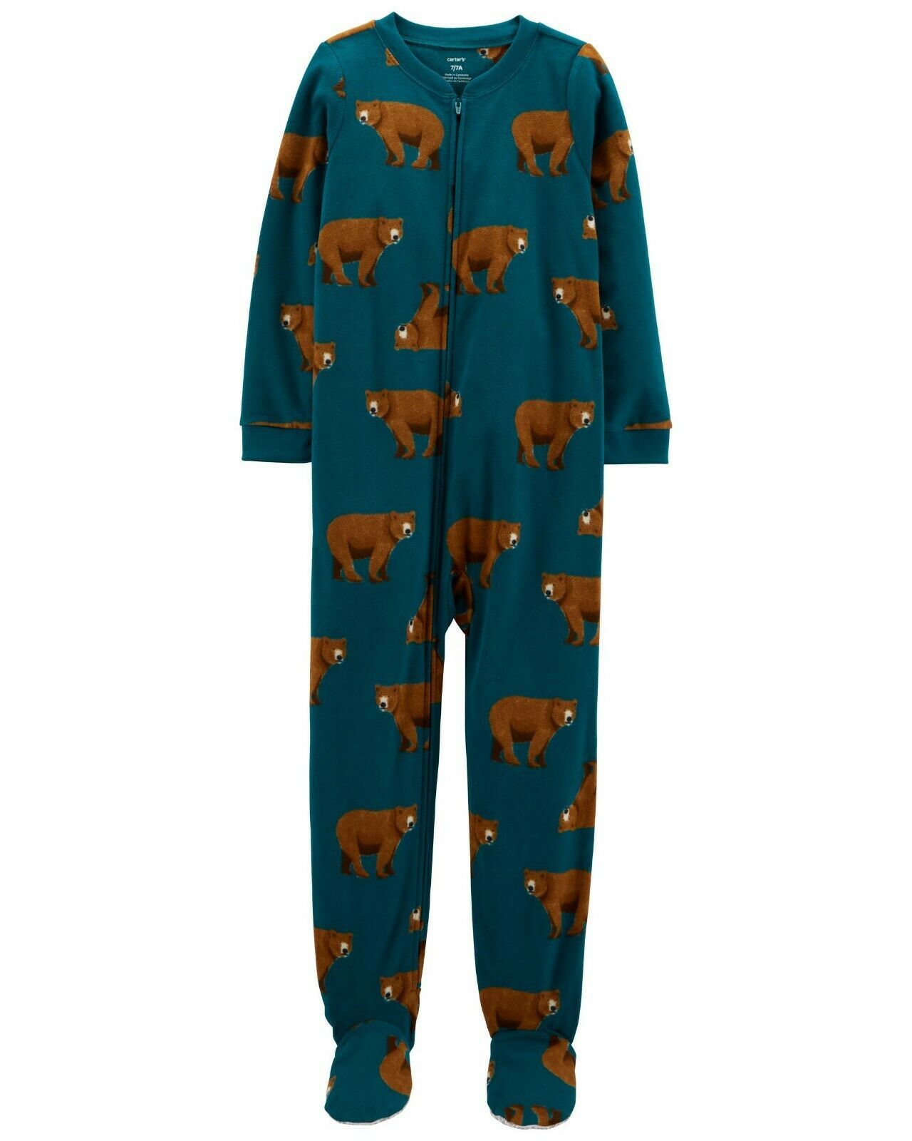 Carters Fleece Footed pajama Blanket Sleeper 6 7 8 10 12 14 Brown Grizzly Bear