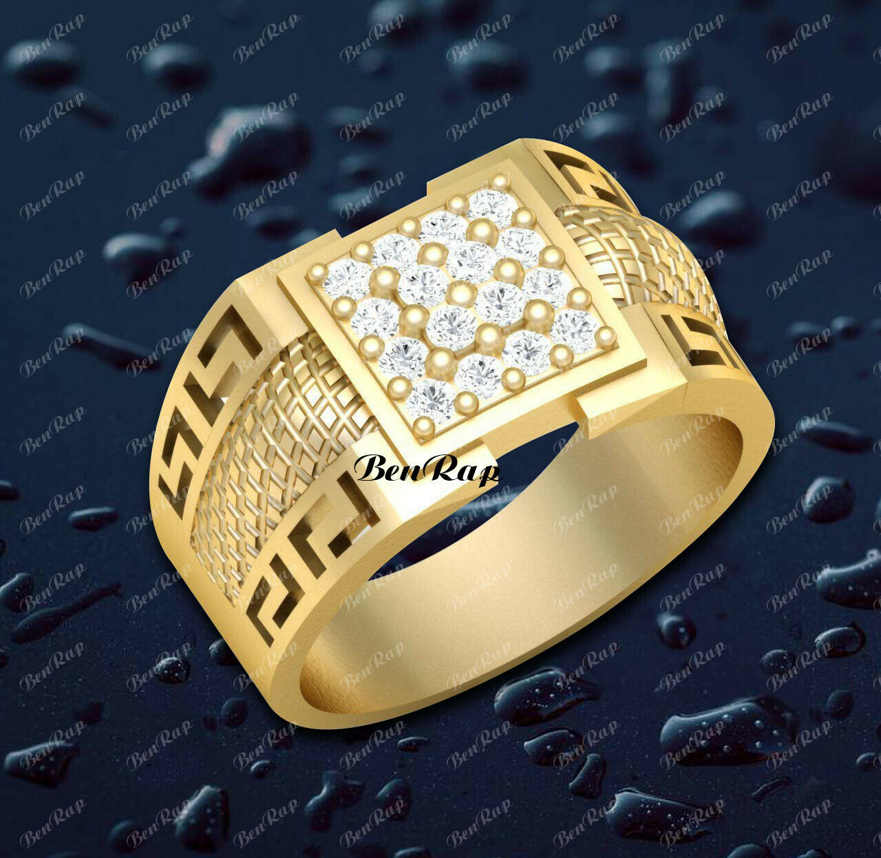 Primary image for 14K Yellow Gold Finish Men's 0.50 Ct Diamond Square Wedding Band Engagement Ring