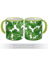 Quatrefoil Leaves : Gift Mug Seamless Pattern Clover Water Drop Natural ... - $15.90