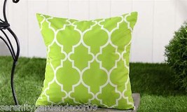Green Outdoor Throw Pillow Geometric Design 18" x 18" UV50 Sun Weather Resistant - $38.60