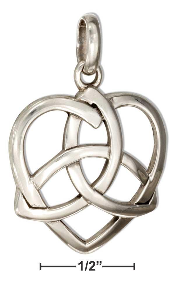 STERLING SILVER HEART WITH CELTIC TRINITY KNOT PENDANT Charms & Charm