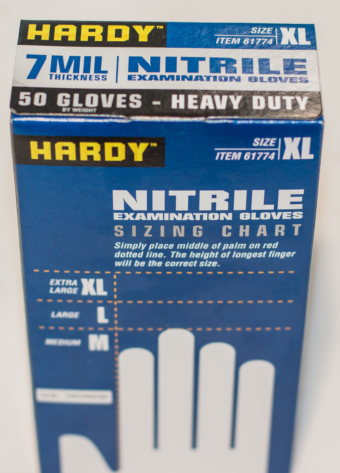 Hardy 7 mil Nitrile Examination Gloves PowderFree 50 Pc Heavy Duty