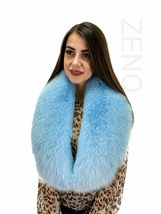 Arctic Fox Fur Collar 47' (120cm) Saga Furs Light Blue Color Fur Scarf Stole image 2