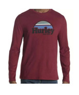 Hurley Rise &amp; Jam Burgundy Crew Neck Long Sleeve Rising Sun Graphic T Sh... - $22.50