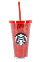 Starbucks Red Glitter Stars Cold Cup Tumbler 16 Oz Holiday 2018 - $26.62