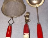 Vintage Red and White Wood Handles A&J and Ekco USA Kitchen Utensil Tools Lot 1