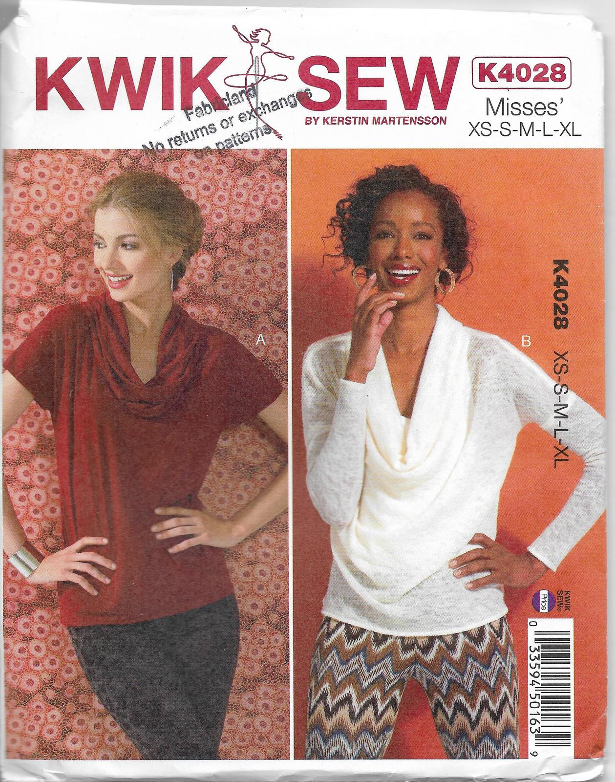Kwik Sew 4028 Women Misses Chic Classy Style Tops Blouses Sizes XS S M L XL - $18.00