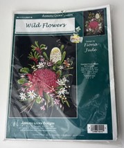 Wild Flowers Counted Cross Stitch Kit Jeanett Crews Fiona Jude New Black Aida - $21.52
