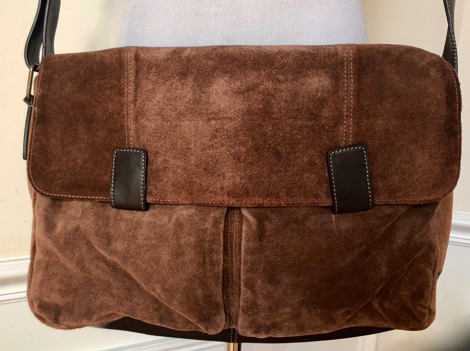 NWT Wilsons Leather Pelle Studio Brown Suede Cross-Body Bag Purse ...