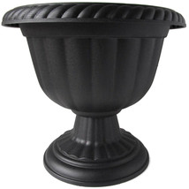 Set of 2 - 12&quot; BLACK PLASTIC SPARTA URNS PLANTERS pots URN pedestal - $10.88